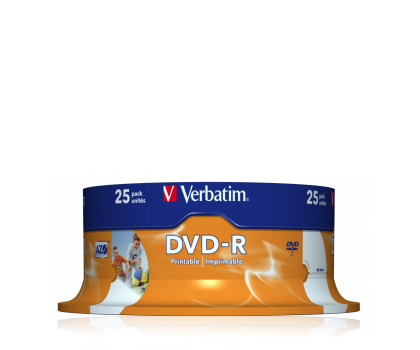 Płyta CD/DVD/Blu-Ray VERBATIM DVD-R 16x 4.7GB 25P CB PRINTABLE 43538